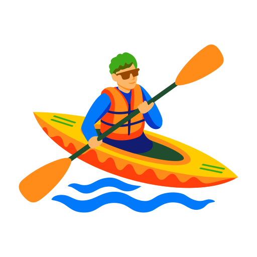 Kayaking icon - paddler in a kayak